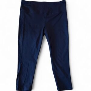 Oalka Womens's Plus Size XXL Navy‎ Blue Athletic Capris Leggings Plus Size XXL